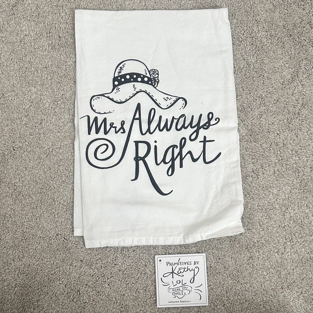 *NWT* 'Mrs Always Right' & ‘Mr Right’ reversible tea towel
